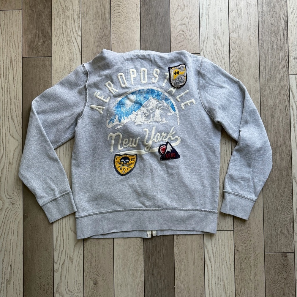 Y2K Aeropostale Women’s Gray Zip-Up Hoodie - Picture 3 of 4